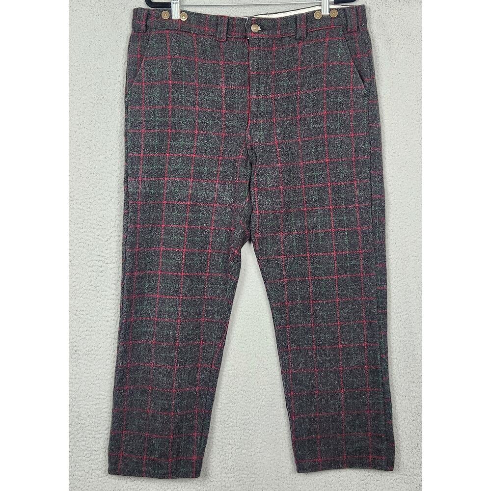 VINTAGE CODET Pants Mens 40X31 Grey Plaid Wool Actual 38X28" Heavyweight Hunting